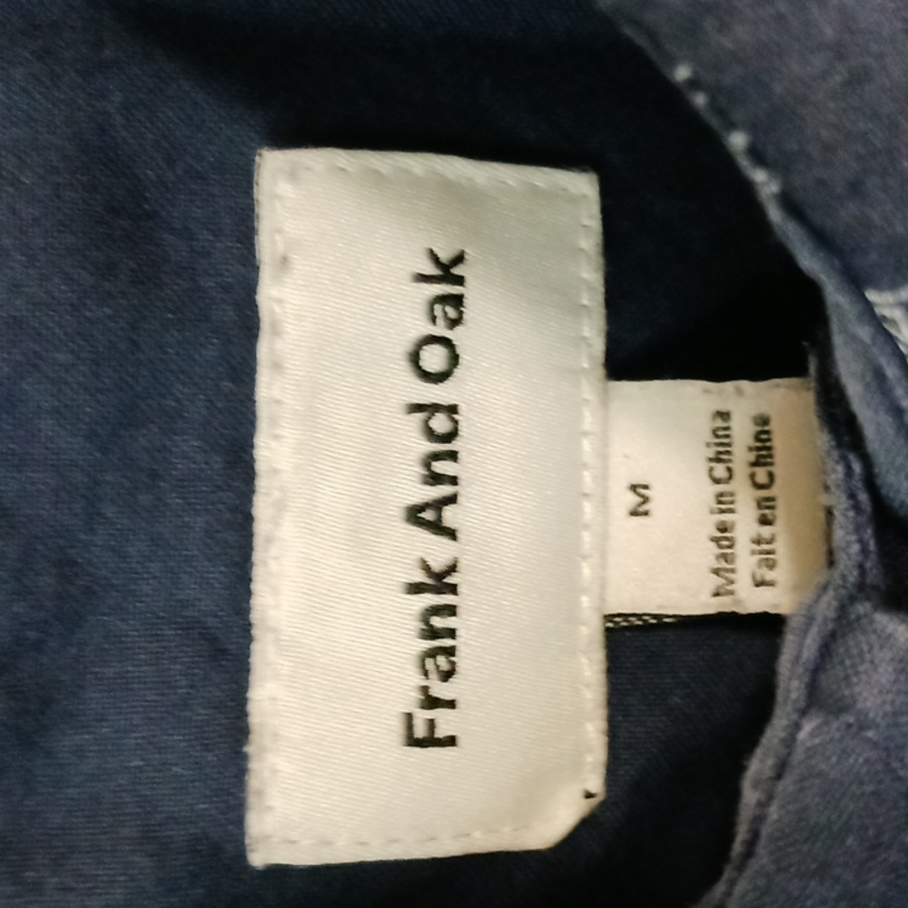 Frank and Oak cotton button down - navy blue w lemons - Med - Picture 2 of 6
